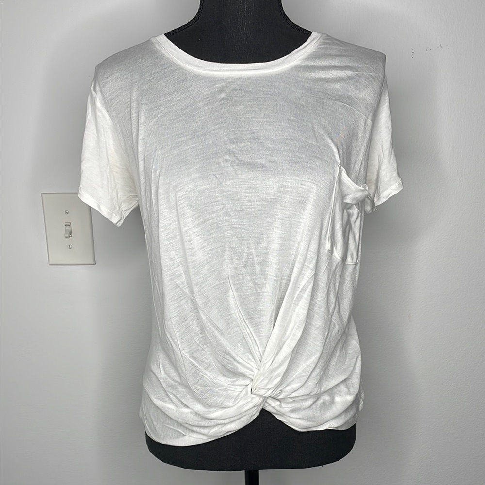 HINGE White Knot Front Women's Top